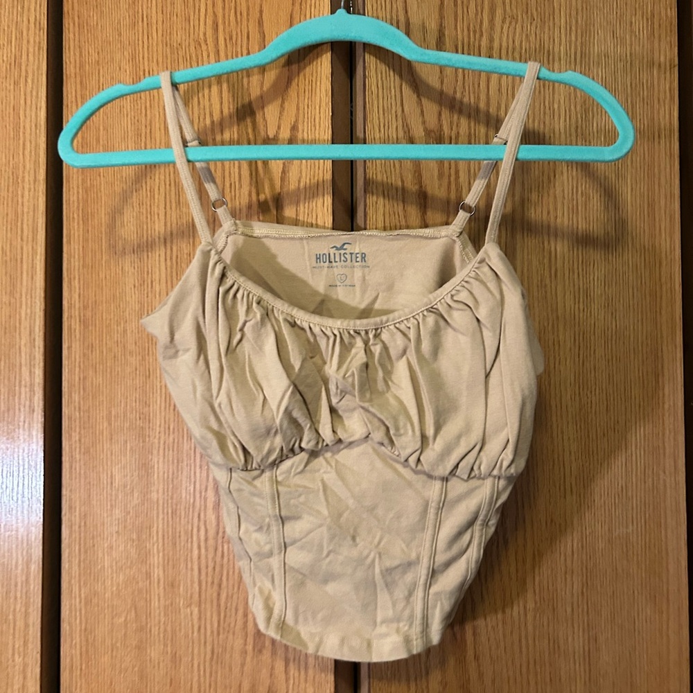 Hollister Light Tan Ruched Top